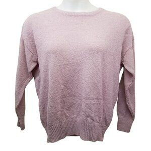 Eileen Fisher L Pink Tight Knit Long‎ Sleeve Top Pullover Sweater Cozy Comfy